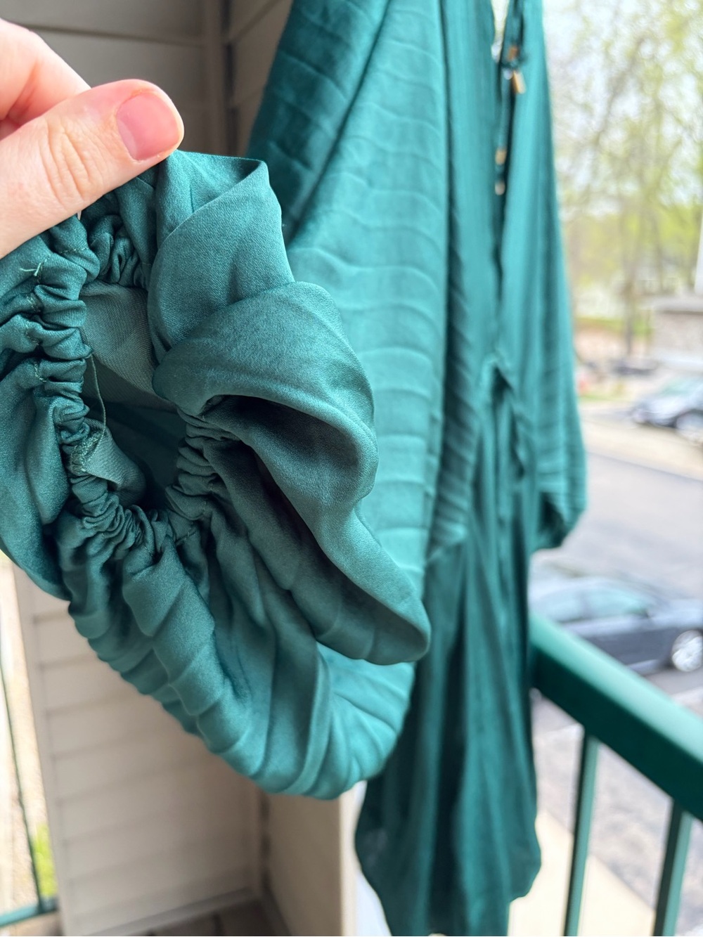 🆕🌲Free People Emerald Boho Mini Dress Tie Front Flowy Tunic Festival Resort XS - Picture 7 of 16